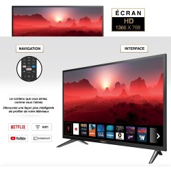 TV Smart 24'' HD LED 60 cm Netflix YouTube PrimeVideo - Reconditionné